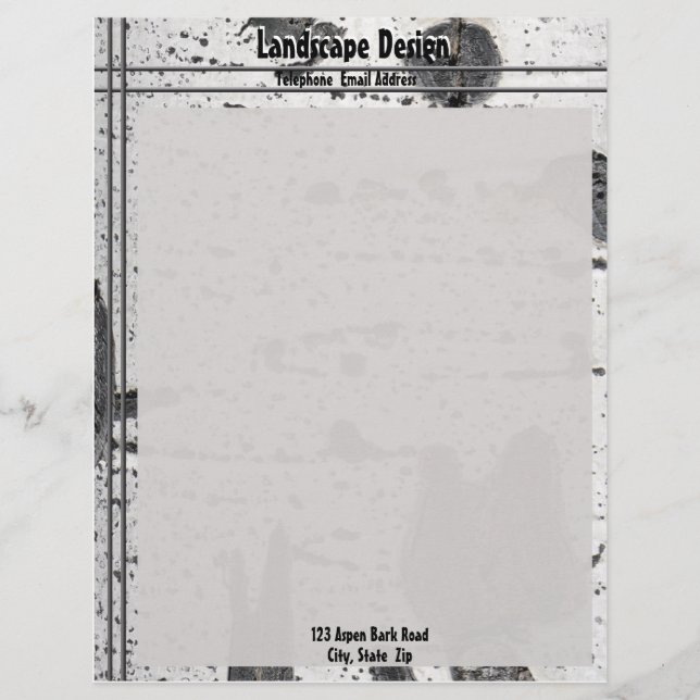 Rustikale Textur Weißer Aspen Tree Bark Foto Briefbogen (Vorderseite)