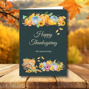 Rustikale Thanksgiving-Kürbisse gefaltete Feiertag Feiertagskarte