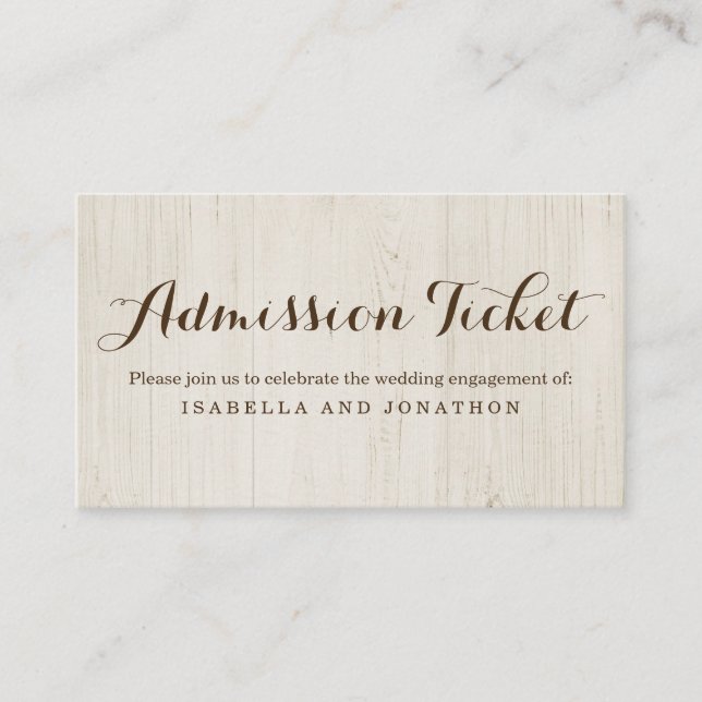 Rustikale Ticketeintrittskarte Begleitkarte (Vorderseite)