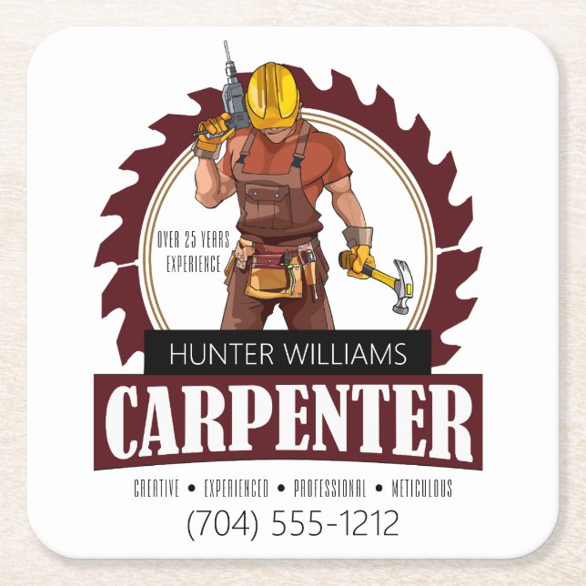 Rustikale Tischlerwerkzeuge Rechteckiger Pappuntersetzer (Vorderseite)