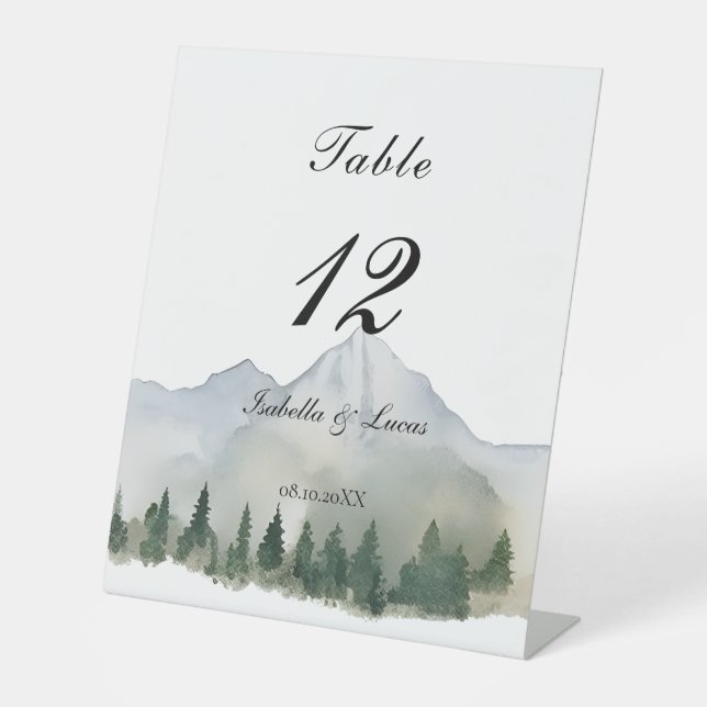 Rustikale Tischnummer der Wälder und Berge Sockelschild (Vorderseite)