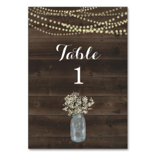 Rustikale Tischnummernkarte - Holz & Baby's Breath Tischnummer