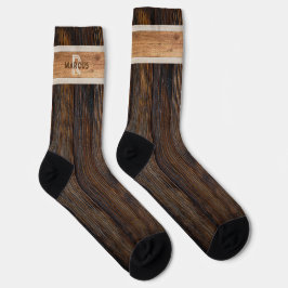 Rustikale Tone Monogram Brown and Tan Socks Socken