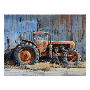 Rustikale Traktor-Decoupage Poster