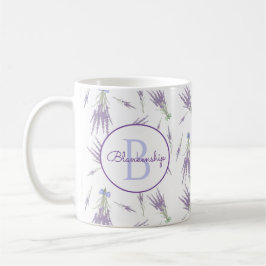 Rustikale trockene Lavendel Blume Bündel Monogramm Kaffeetasse