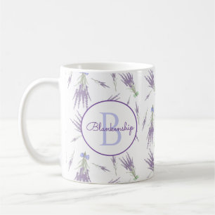 Rustikale Trockenlavender-Blume Bundle Monogramm Kaffeetasse