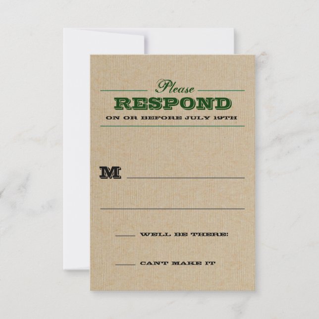 Rustikale Trophie Grüne Reaktion RSVP Karte (Vorderseite)