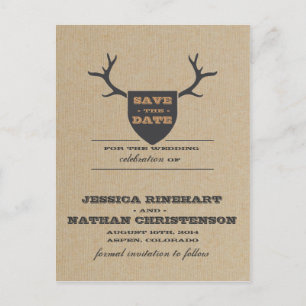 Rustikale Trophy Grau Save the Date Ankündigungspostkarte