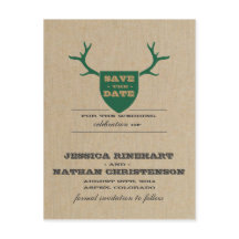 Rustikale Trophy Green Save the Date