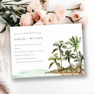 Rustikale Tropical Palm Trees Beach Paare Dusche Einladung