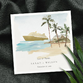 Rustikale Tropical Seascape Beach Cruise Palm Wedg Serviette