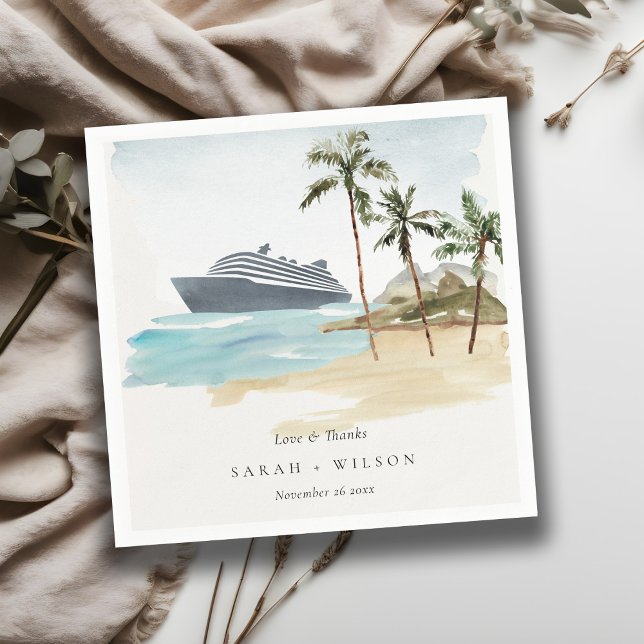 Rustikale Tropical Seascape Beach Cruise Palm Wedg Serviette (Von Creator hochgeladen)