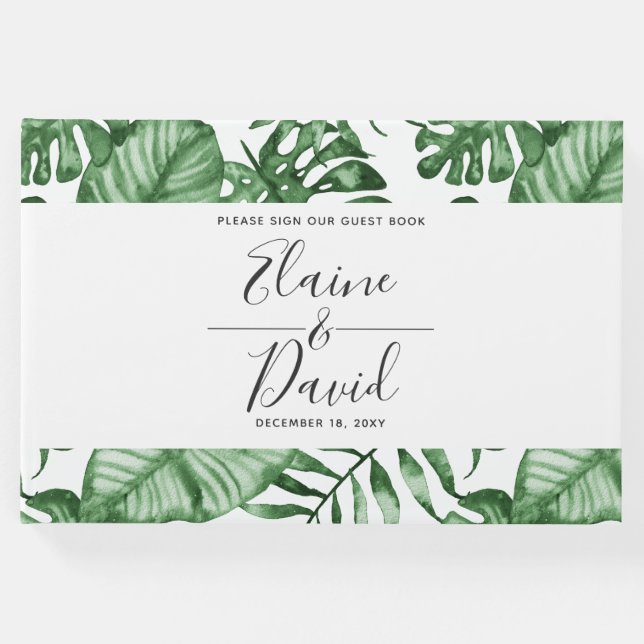 Rustikale tropische Natur Botanische Grünpflanzen  Gästebuch (Vorderseite)