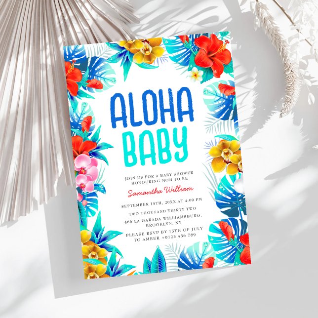 Rustikale tropische Palme Blätter Aloha Babydusche Einladung (Von Creator hochgeladen)