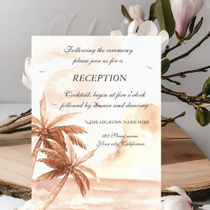 Rustikale tropische Palmen Hochzeitsempfang Einladung