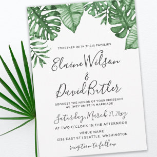 Rustikale tropische Vegetation Botanische Hochzeit Einladung