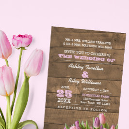 Rustikale Tulips & Barnwood Hochzeit Einladung