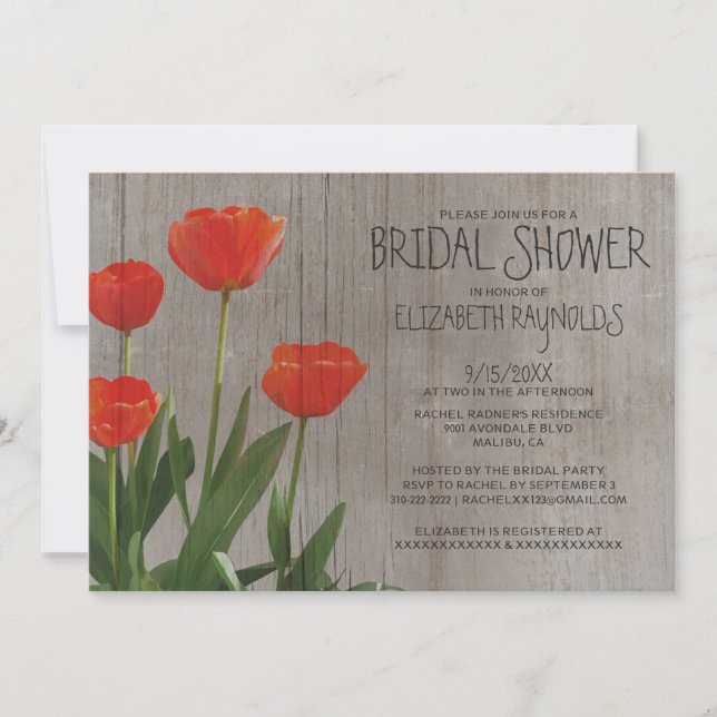 Rustikale Tulips Bridal Dusche Einladungen (Vorderseite)
