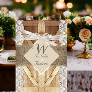 Rustikale Tür Hochzeit Beige weiße Lace Holding Bu Einladung