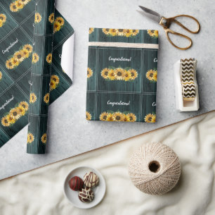 Rustikale Türkis-Sonnenblumen-Hochzeits-Geschenkpa Geschenkpapier