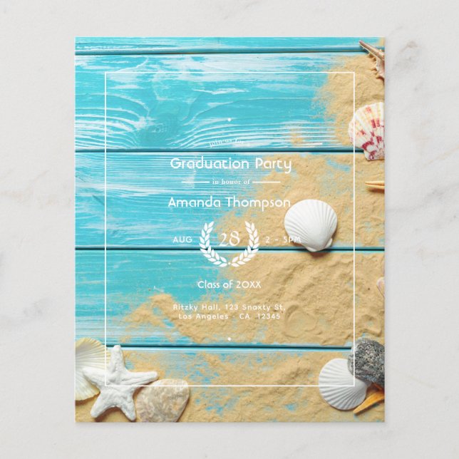 Rustikale Türkis-Strand-Abschlussfeier Flyer (Vorne)