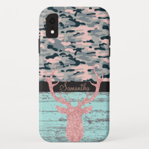 Rustikale türkisfarbene Holzrosa Antler-Camouflage Case-Mate iPhone Hülle