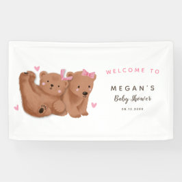 Rustikale Twin Girls Cub Bear Baby Dusche Banner