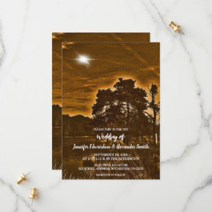 Rustikale Twinkle-Licht-Land-Hochzeitseinladung Save The Date