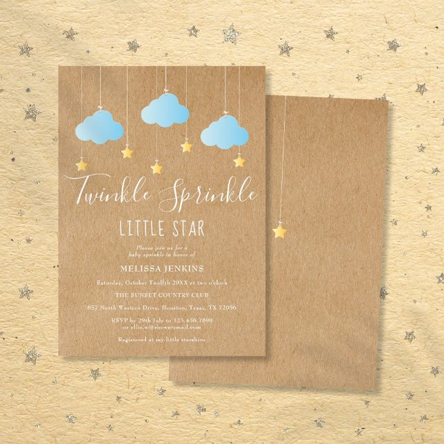 Rustikale Twinkle Sprinkle Baby Boy Sprinkle / Dus Einladung (Rustic Twinkle Sprinkle Baby Boy Sprinkle / Shower Invitation)