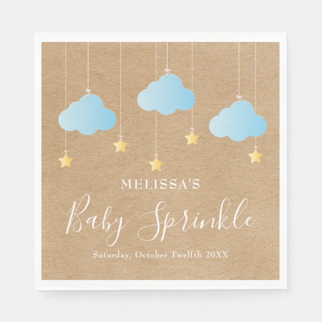Rustikale Twinkle Sprinkle Baby Boy Sprinkle / Dus Serviette (Vorderseite)