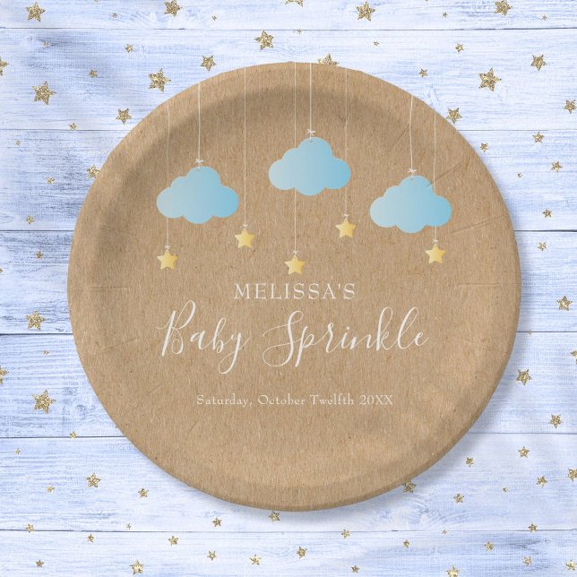 Rustikale Twinkle Sprinkle Baby Boy Sprinkle Dusch Pappteller (Rustic Twinkle Sprinkle Baby Boy Sprinkle Shower Paper Plates)