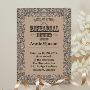 rustikale Typografie Western Hochzeit Einladung