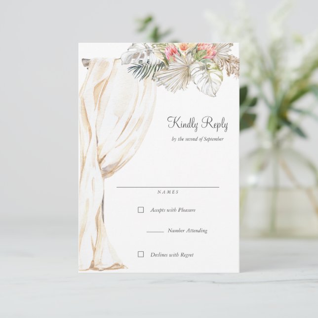 Rustikale UAWG für Hochzeitstorch RSVP Karte (Stehend Vorderseite)