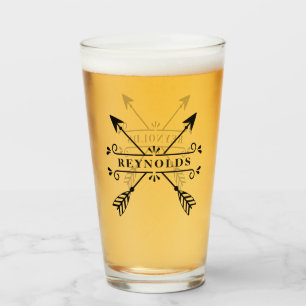 Rustikale überkreuzte Pfeile mit Name-ID615 Glas