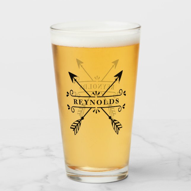 Rustikale überkreuzte Pfeile mit Name-ID615 Glas (Vorne (Gefüllt))