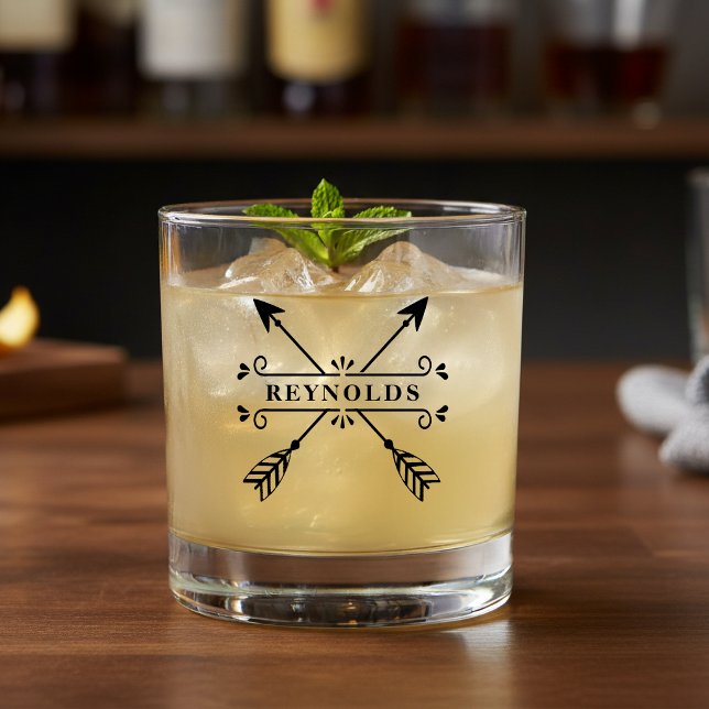 Rustikale überkreuzte Pfeile mit Name-ID615 Whiskyglas (Von Creator hochgeladen)