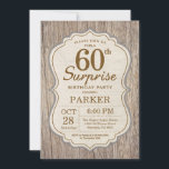 Rustikale Überraschung 60. Geburtstag Einladung Ho<br><div class="desc">Rustikale Überraschung 60. Geburtstag Einladung Holz Hintergrund. Erwachsene Geburtstagsparty. Mann Birthday Bash Einladung. 13. 16. 18. 20. 21. 30. 40. 50. 60. 70. 80. 90. 100. Jedes Alter. Für weitere Anpassungen klicken Sie bitte auf die Schaltfläche "Anpassen" und verwenden Sie unser Designwerkzeug,  um diese Vorlage zu ändern.</div>