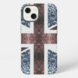 Rustikale UK-Flagge rot blau funkelt glitzert iPhone 13 Hülle