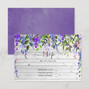 Rustikale Ultra-Violette Wasserfarben Blumen RSVP Karte