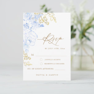 Rustikale und elegante Blumenzwiebelgoldverheiratu RSVP Karte