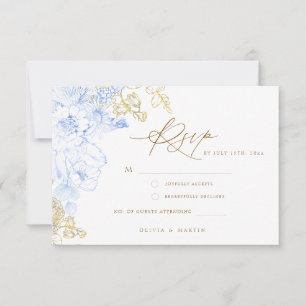 Rustikale und elegante Blumenzwiebelgoldverheiratu RSVP Karte