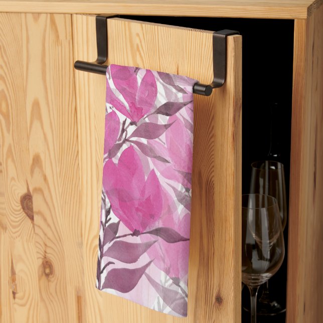 Rustikale und rosa Wildblumen Geschirrtuch (Drittel gefaltet)