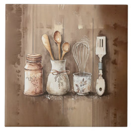 Rustikale Utensitäten Aquarellfarben Imitate Holz Fliese