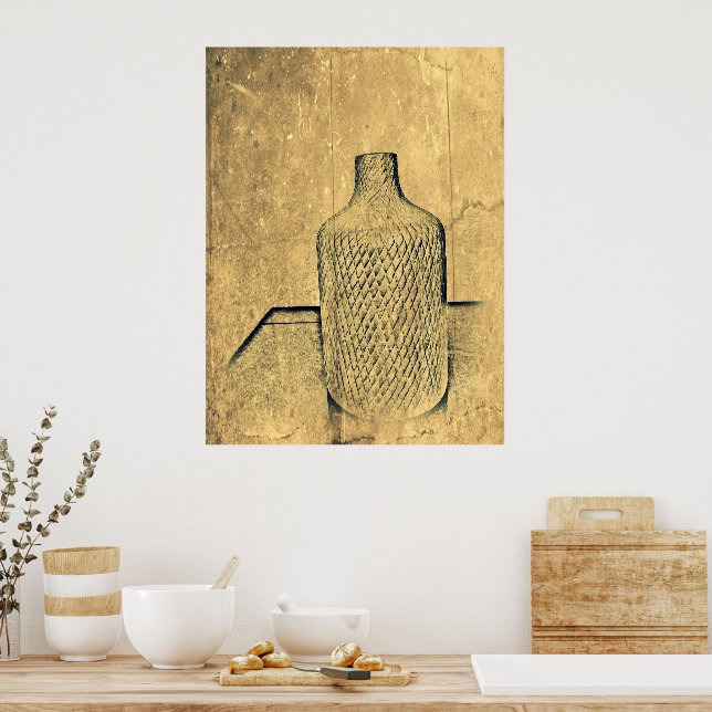 Rustikale Vase Impression Warme Zement Poster (Küche)