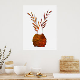Rustikale Vase Kupfer Look Boho Branchen Poster