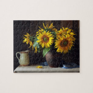 Rustikale Vasen-Sonnenblumen Floral Puzzle