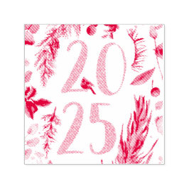 Rustikale Vegetation 2025 Blue New Years Holiday Permastempel