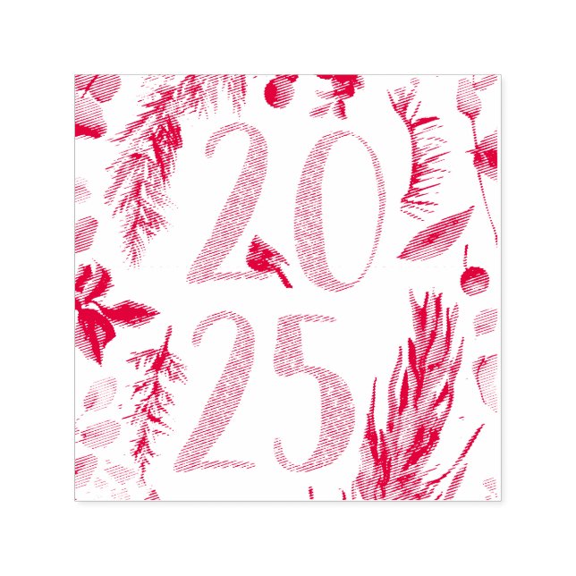 Rustikale Vegetation 2025 Blue New Years Holiday Permastempel (Design)