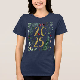 Rustikale Vegetation 2025 Blue New Years Holiday Tri-Blend Shirt