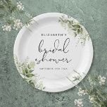 Rustikale Vegetation Elegantes Script-Brautparty Pappteller<br><div class="desc">Diese elegante botanische Grünanlage verlasse Brautparty Papierplatte kann mit Ihren Informationen in schicke Typografie personalisiert werden. Entwickelt von Thisisnotme©</div>